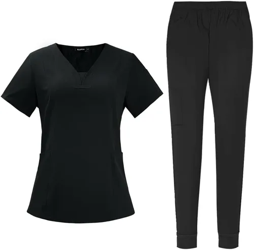 niaahinn Scrubs Medical Uniforme - Conjunto de ropa quirúrgica para mujer con cuello en V y pantalón deportivo cónico tipo cargo