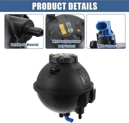Miniatura 6 de X AUTOHAUX Tanque de depósito de radiador de refrigerante 17138616418 Botella de expansión de desbordamiento de refrigerante con tapa y sensor