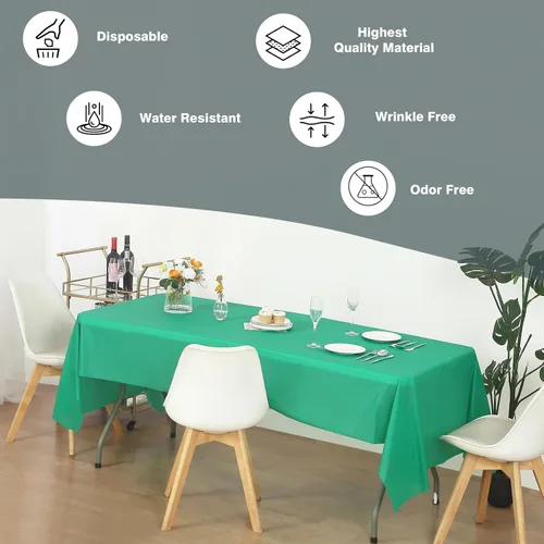 Miniatura 88 de Rollo de plástico para cubierta de mesa color verde manzana, 40 pulgadas x 100 pies, rollo de plástico resistente para cubierta de mesa de banquetes
