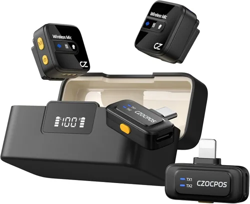 Miniatura 11 de Micrófono Lavalier inalámbrico para iPhone, iPad y Android con funda de carga, micrófono de solapa con reducción de ruido, duración de la batería