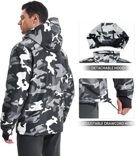 Miniatura 2 de Heathyoga Chaqueta de esquí impermeable para hombre, chaqueta de snowboard para hombre, chaqueta de nieve, chaquetas de esquí, chaquetas