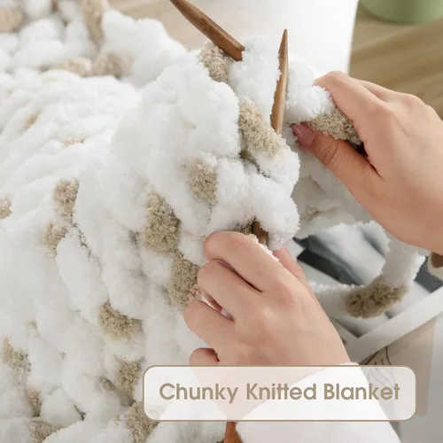 Miniatura 4 de HOMBYS Hilo de Chenille Grueso para Tejer a Mano, Hilo Grueso de Felpa Esponjosa para Tejer con los Brazos, Hilo Gigante Súper Voluminoso, Hilo