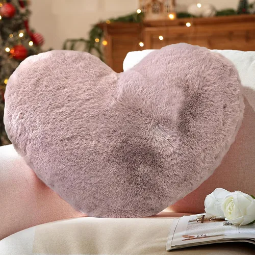 Miniatura 9 de YRXRUS Almohada de corazón, almohadas de corazón rosa polvoriento, regalos de almohada de amor, almohadas grandes en forma de corazón de 14 x 17