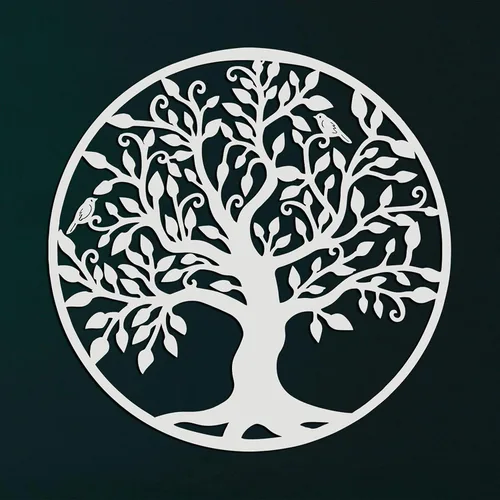 DEKADRON Arte de pared de metal, árbol de la vida blanco, árbol genealógico de metal, silueta de pared de metal, decoración de pared de metal,