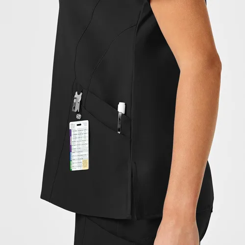 Miniatura 7 de WonderWink W123 6155 - Top estilizado con cuello en V para mujer, Negro