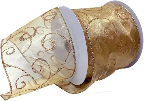 Miniatura 20 de Morex Ribbon Cintas transparentes con purpurina con espiral, cinta navideña para manualidades y decoraciones de Navidad, envoltura de regalos, 1.5