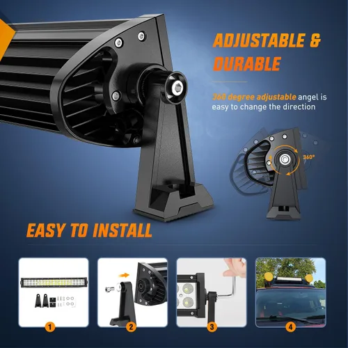 Miniatura 8 de Nilight - Barra de luz LED curva de 42 pulgadas/240 W/12 V, haz focalizado/de inundación todoterreno, interruptor encendido/apagado de 5 pines, kit