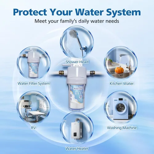 Miniatura 9 de Filtro de agua para toda la casa de 10 x 4.5 pulgadas de 5 micrones compatible con GE FXHSC, GXWH40L, Plumber W50PEHD, Culligan R50-BBSA, Pentek