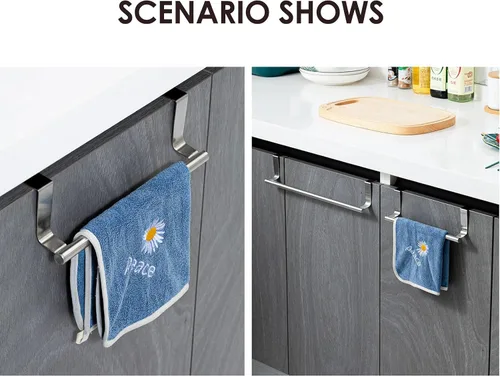 Miniatura 6 de Toallero retráctil para colocar sobre la puerta, toallero para gabinete, de acero inoxidable retráctil, para cocina, sobre el gabinete, toallero