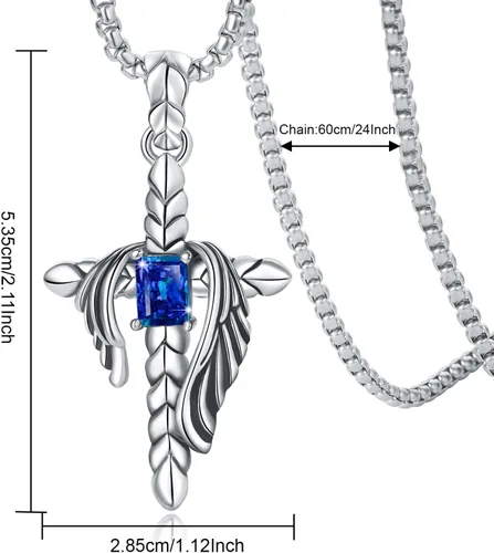 Miniatura 10 de YAMI Collar de alas angulares para hombre, ángel de la guarda, dragón, cuervo, pulpo, collar de anime, collar de acero inoxidable 316