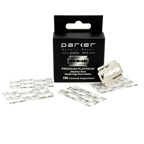 Miniatura 3 de Parker Premium Platinum - Cuchillas de afeitar de seguridad de doble filo, paquete de 100 unidades, acero sueco, revestimiento de platino, tungsteno