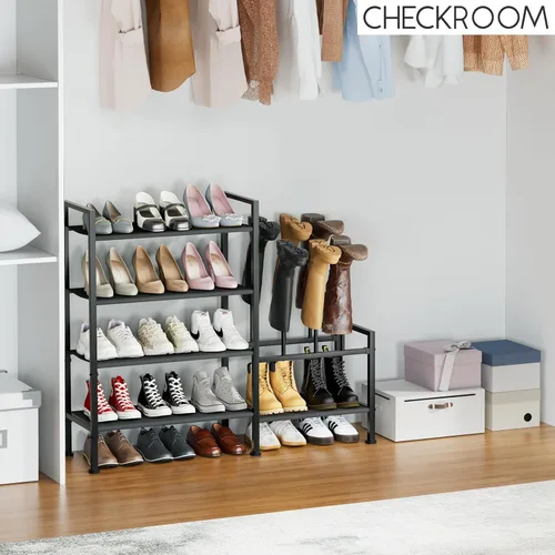 Miniatura 2 de Homsorout Zapatero organizador y almacenamiento – Zapatero de metal de 4 niveles con almacenamiento para botas y lateral cualquier combinación