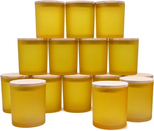 Miniatura 47 de SHOWIN Frascos de vela gruesos de 10 onzas para hacer velas 15 piezas, frascos vacíos con tapas de madera para hacer velas, contenedor de muestra