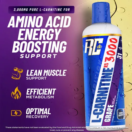 Miniatura 2 de Ronnie Coleman Signature Series L-Carnitine XS 3000 Líquido, metabolismo de aminoácidos y apoyo de fuerza muscular magra, sin estimulantes, sin