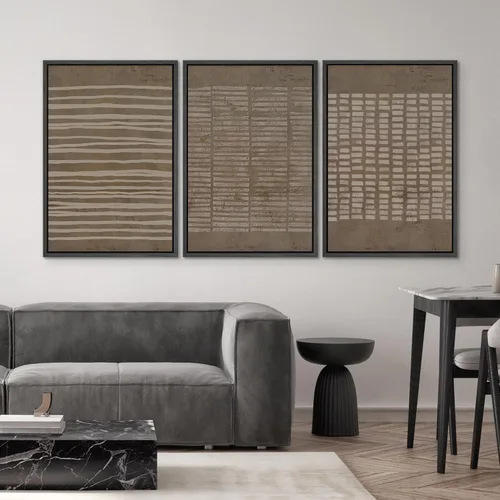 Miniatura 512 de SIGNWIN Lienzo enmarcado para pared, arte con pinceladas de flujo neutro en tonos beige abstractos, ilustraciones, arte moderno, decorativo