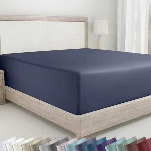 Miniatura 16 de California Design Den - Sábana bajera ajustada de algodón con bolsillo profundo, suave de 400 hilos, 100 % algodón satinado, ajuste ceñido, elástico