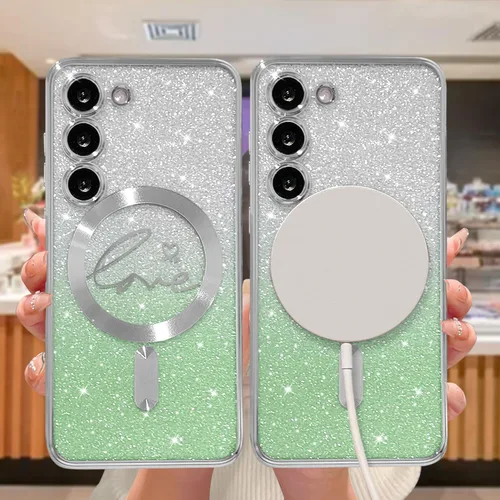 Miniatura 203 de ZONRW - Funda para Samsung Galaxy S22 Ultra magnética, para mujeres y niñas, cubierta trasera suave, lujosa, con corazón de amor, bling, degradado