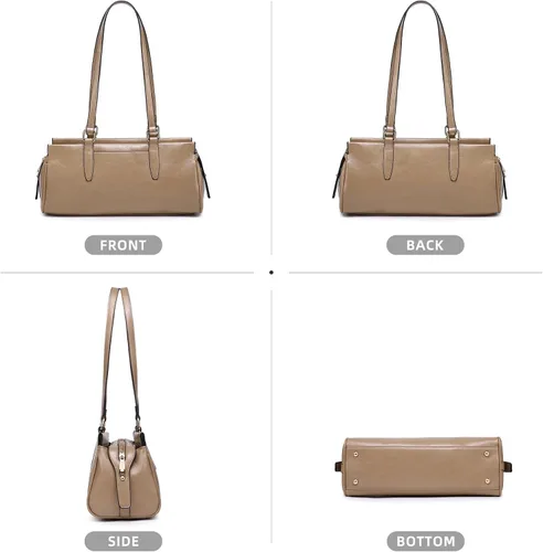 Miniatura 4 de Dasein Bolsos Hobo para mujer, de cuero vegano suave, con 3 compartimentos, múltiples bolsillos