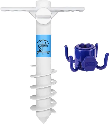 Miniatura 9 de AMMSUN Ancla de arena para sombrilla de playa, resistente, base de sombrilla para exteriores con 5 tornillos en espiral, universal y talla única