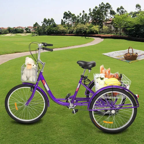Miniatura 9 de PEXMOR Triciclo para adultos de 7 velocidades, 24/26 pulgadas, 3 ruedas, triciclo para adultos, trike para mujeres/hombres/personas mayores