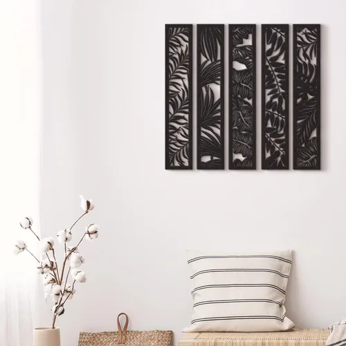 Miniatura 7 de Blulu 5 piezas de arte de pared de madera hueca para decoración de pared, paneles de madera para decoración del hogar, dormitorio, sala de estar