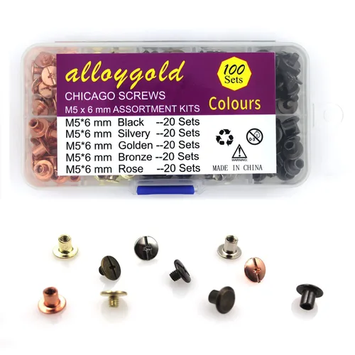 Miniatura 37 de 50 Juegos M5*6 Negro Pistola Kit de Tornillos Chicago Remaches de Cuero Tornillos Remaches Chicago Botones de Tornillos DIY Acabado de Cuero