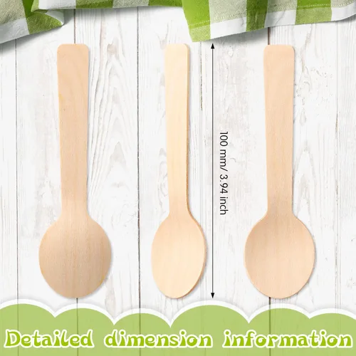 Miniatura 3 de 1000 mini cucharas de madera de 3.94 pulgadas, cucharas de degustación desechables para postres helados, postres de miel, postres de charcutería
