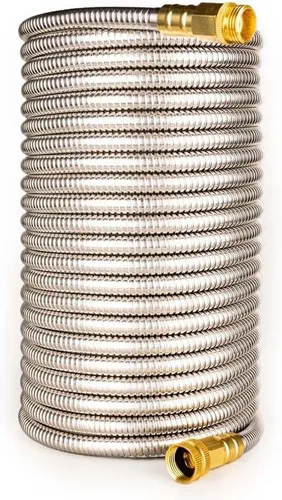 Miniatura 12 de Manguera líder de acero inoxidable: Extensión de manguera de jardín corta de 1 pie con acero 304 - Conector de metal flexible para grifo o carrete