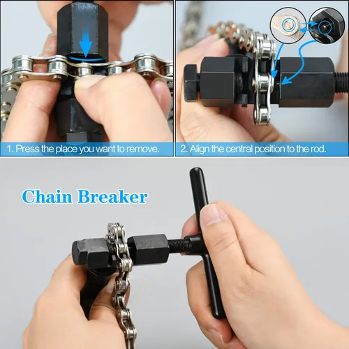 Miniatura 3 de Kit de Cadena de Bicicleta, Kit de Reparación Multifuncional para Mecánico de Bicicleta de Velocidad Única, Rompecadenas y Alicates de Eslabón