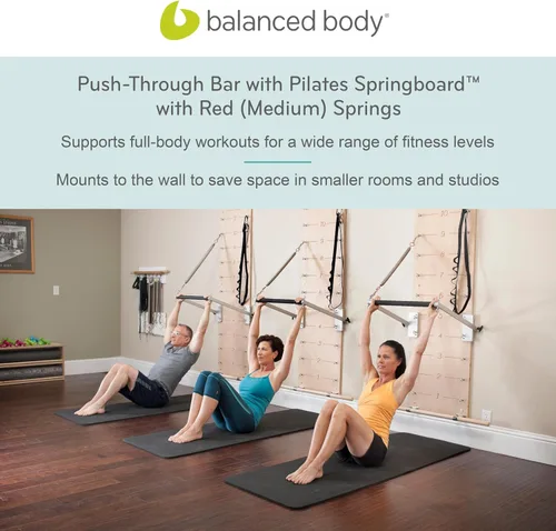Miniatura 6 de Balanced Body Tabla de Resortes de Pilates con Barra de Empuje, Equipo de Entrenamiento de Pilates Montado en la Pared para Uso en Gimnasio en Casa