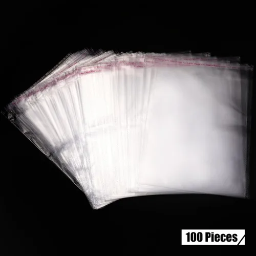 Miniatura 5 de Hotop 100 bolsas de polietileno transparentes de 9 x 13 pulgadas, bolsas resellables para camisetas de celofán, bolsas adhesivas para correo