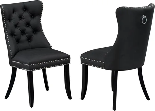 Miniatura 4 de East West Furniture DUDA7-BLK-12 - Juego de mesa y sillas de cocina de 7 piezas, consta de una mesa de comedor rectangular y 6 sillas Parson