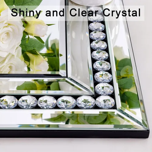 Miniatura 2 de Espejo decorativo de pared con marco de cristal y vidrio, espejo de pared grande de 28 x 40 pulgadas para decoración elegante de sala de estar
