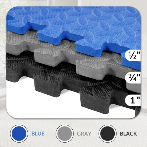Miniatura 3 de Fitvids Tapete de suelo de rompecabezas para gimnasio, azulejos entrelazados de EVA de alta densidad de 3/4 pulgadas de grosor, alfombrilla