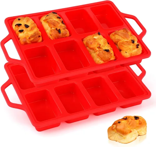 Miniatura 11 de Vinino Molde de silicona para pan con marco reforzado de metal, molde para pan de 9.5 x 5 pulgadas, molde para pan de 1 lb de silicona Crema