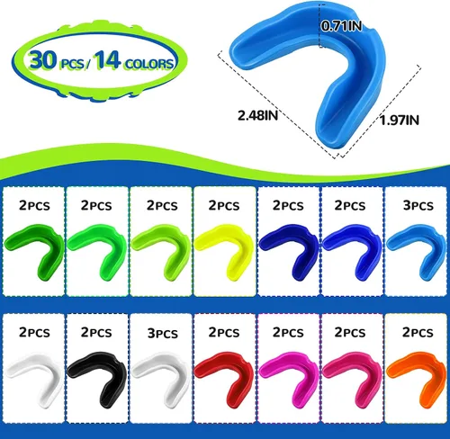 Miniatura 2 de Paquete de 30 protectores bucales deportivos para jóvenes, protector bucal suave para fútbol, suministros deportivos, protección bucal atlética