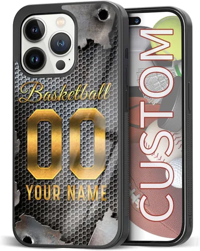 Miniatura 12 de Fundas de teléfono personalizadas con nombre, diseño vintage con textura de metal para iPhone 6, 7, 8, 11, 12, 13, 14, 15, 16, 17 Pro Max Plus Mini