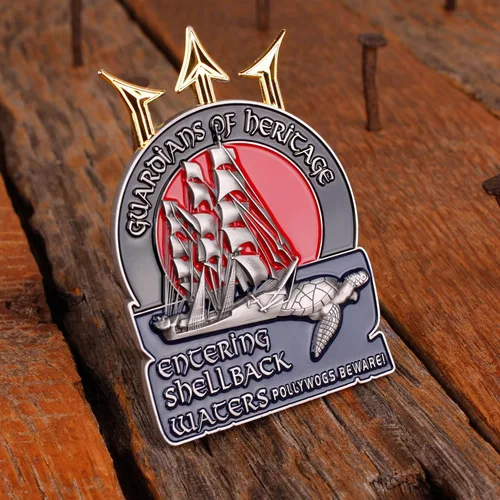 Miniatura 4 de Moneda de desafío Shellback – Moneda de Shellbacks Militar Unreal – Diseñada por veteranos militares
