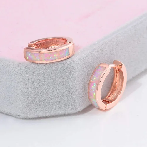 Miniatura 48 de CiNily Aretes Huggie de ópalo con bisagras, chapados en oro, hipoalergénicos, pequeños aretes de aro para mujeres, adolescentes, niñas, hombres