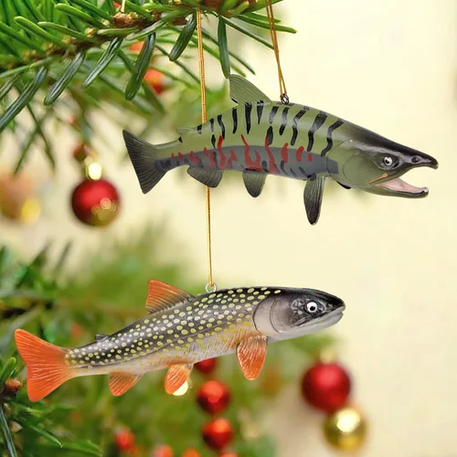 Miniatura 6 de Adorno de pesca 3D para árbol de Navidad, adornos de animales de peces de 6 pulgadas, adornos para el día del padre, decoración colgante