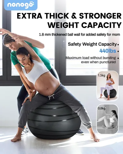 Miniatura 2 de nonogo Bola de parto para embarazo con bandas de resistencia, pelota de ejercicio para entrenamiento, yoga, terapia física, fisio de maternidad