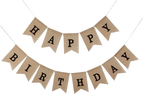 Miniatura 4 de Cartel de arpillera de feliz cumpleaños para hombres y mujeres, letrero de cumpleaños, decoración de fiesta, letra negra