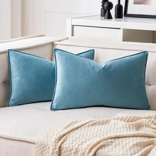 Miniatura 32 de MIULEE Paquete de 2 fundas decorativas de cojines de poliéster suave, fundas de almohada cuadradas cómodas y suaves para sofá, sillón, dormitorio