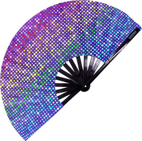 SoJourner Bags Ventilador de rave Ventilador de festival Ventilador plegable grande para raves, Halloween, Burlesque, Drag Queen, trajes de