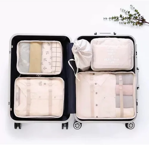Miniatura 4 de Fxkoolr Juego de 6 cubos de embalaje organizadores de equipaje para viajes beige