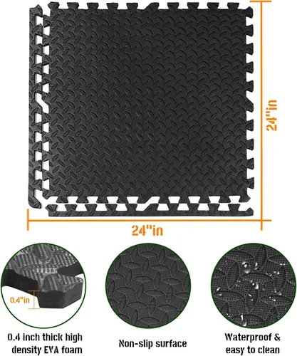 Miniatura 4 de GWT Baldosas para Suelo de Gimnasio en Casa, Alfombrilla de Ejercicio de Rompecabezas Entrelazadas de EVA para Equipo de Entrenamiento, Protección