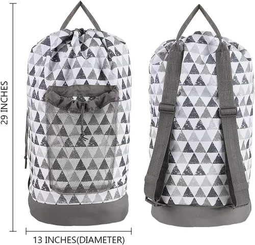 Miniatura 2 de Dalykate Mochila Bolsa para Lavandería, Mochila para Lavandería con Correas para el Hombro y Bolsillo de Malla, Bolsa Cesto para Ropa de Nailon