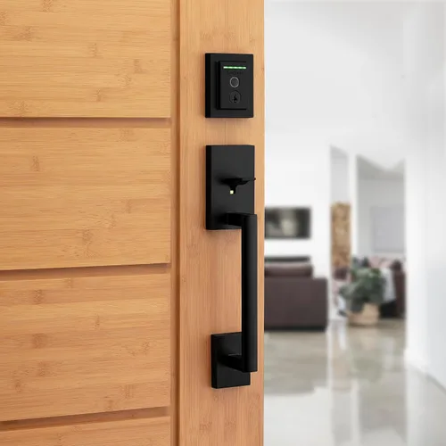 Miniatura 2 de Kwikset Halo - Cerradura de puerta inteligente con huella dactilar, con asa, cerrojo electrónico contemporáneo de entrada sin llave, no requiere