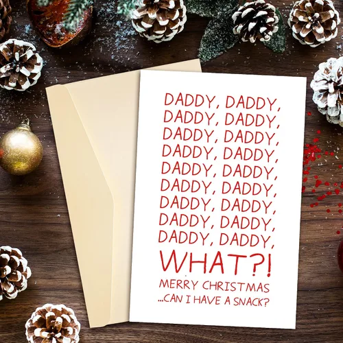 Miniatura 3 de Divertida tarjeta de Navidad con texto en inglés «Can I Have Snack?» Navidad traviesa para papá de hijo e hija, bonita tarjeta de Navidad con mensaje