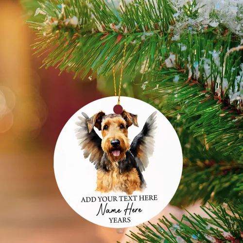 Miniatura 4 de Airedale Terrier - Adorno personalizado de alas de ángel para perro, regalo de pérdida de condolencias de mascotas, adorno de Navidad conmemorativo